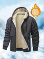 Warm Thick Men's Thermal Hooded Jacket with Sherpa Fleece Lined, Zipper Pockets, Zip-Up Coat for Fall/Winter