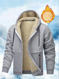 Warm Thick Men's Thermal Hooded Jacket with Sherpa Fleece Lined, Zipper Pockets, Zip-Up Coat for Fall/Winter