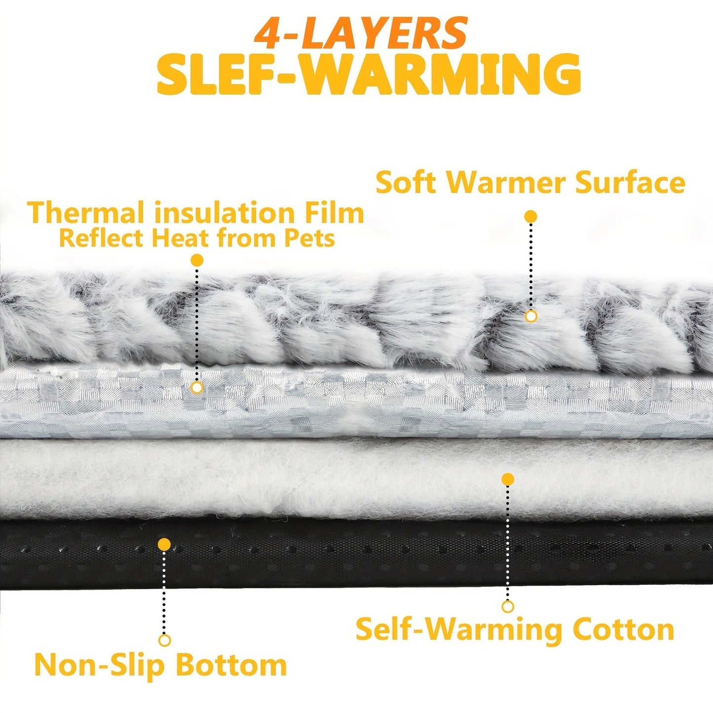 Self-warming cat and dog bed, super soft cat pet heating pad, suitable for indoor and outdoor, anti-slip heating cat pad and warm blanket