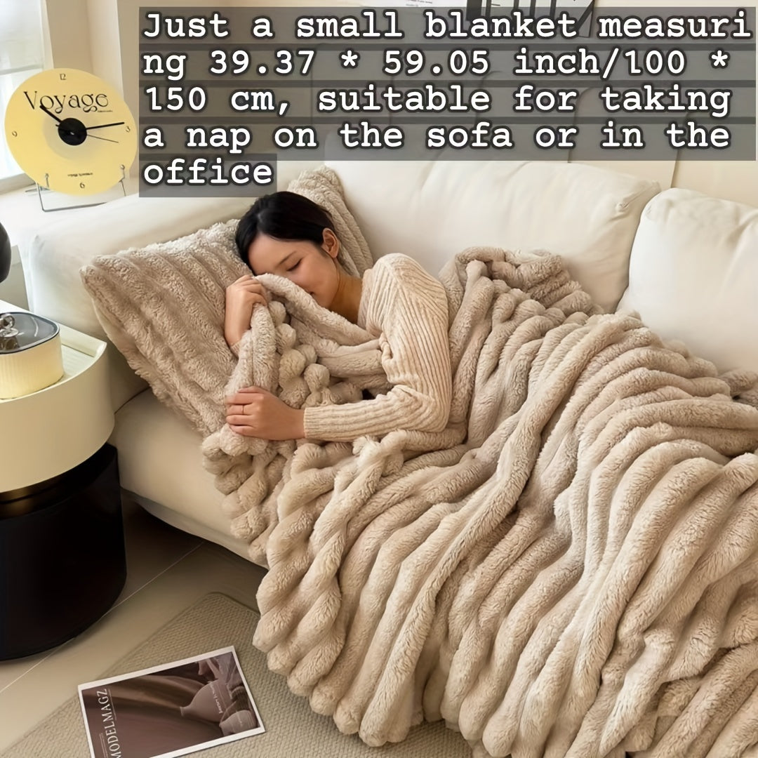 Luxurious Faux Rabbit Fur Throw Blanket - Soft, Warm & Cozy for Couch, Bed, Office, and Travel - Versatile All-Season Gift, Christmas present