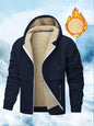 Warm Thick Men's Thermal Hooded Jacket with Sherpa Fleece Lined, Zipper Pockets, Zip-Up Coat for Fall/Winter