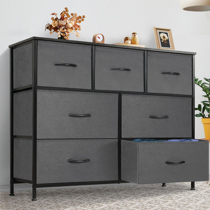 Idle Way Dresser For Bedroom, Fabric Closet Organizer With 7 Drawers, Dresser With Metal Frame And Wood Tabletop, Chest Storage Tower For Nursery, Living Room, Entryway For Lab