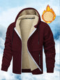 Warm Thick Men's Thermal Hooded Jacket with Sherpa Fleece Lined, Zipper Pockets, Zip-Up Coat for Fall/Winter